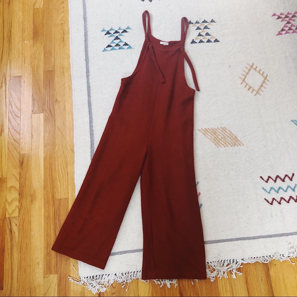 Madewell tie-front knit jumpsuit rusty red size S